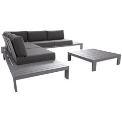 4 Seasons Outdoor Ocean 5 Seat Lounging Modular Set, Slate Grey